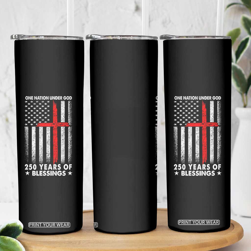 One Nation Under God Skinny Tumbler USA 250th Anniversary Patriotic Christian One Nation Under God TS10 Print Your Wear