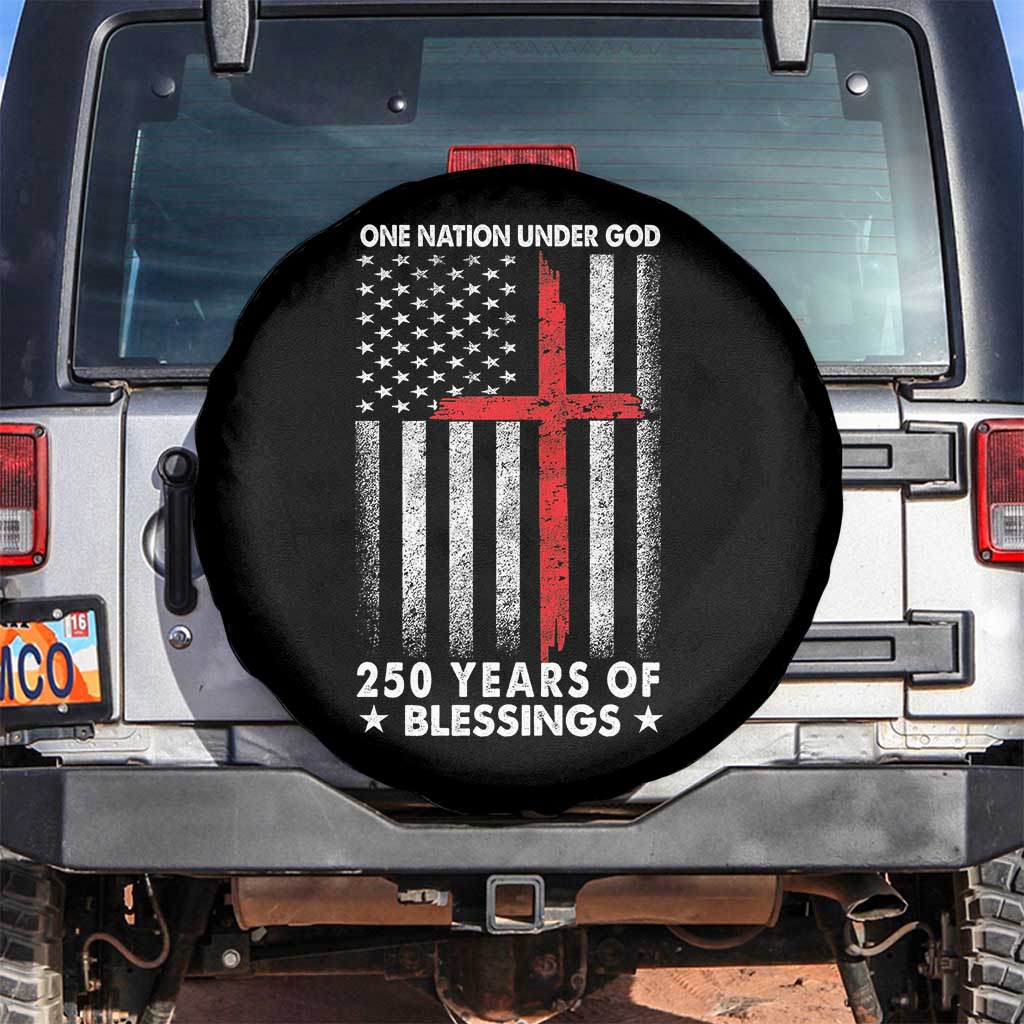 One Nation Under God Spare Tire Cover USA 250th Anniversary Patriotic Christian One Nation Under God TS10 No hole Black Print Your Wear