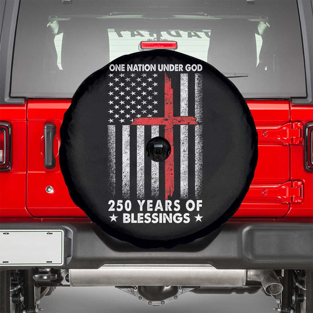 One Nation Under God Spare Tire Cover USA 250th Anniversary Patriotic Christian One Nation Under God TS10 Black Print Your Wear