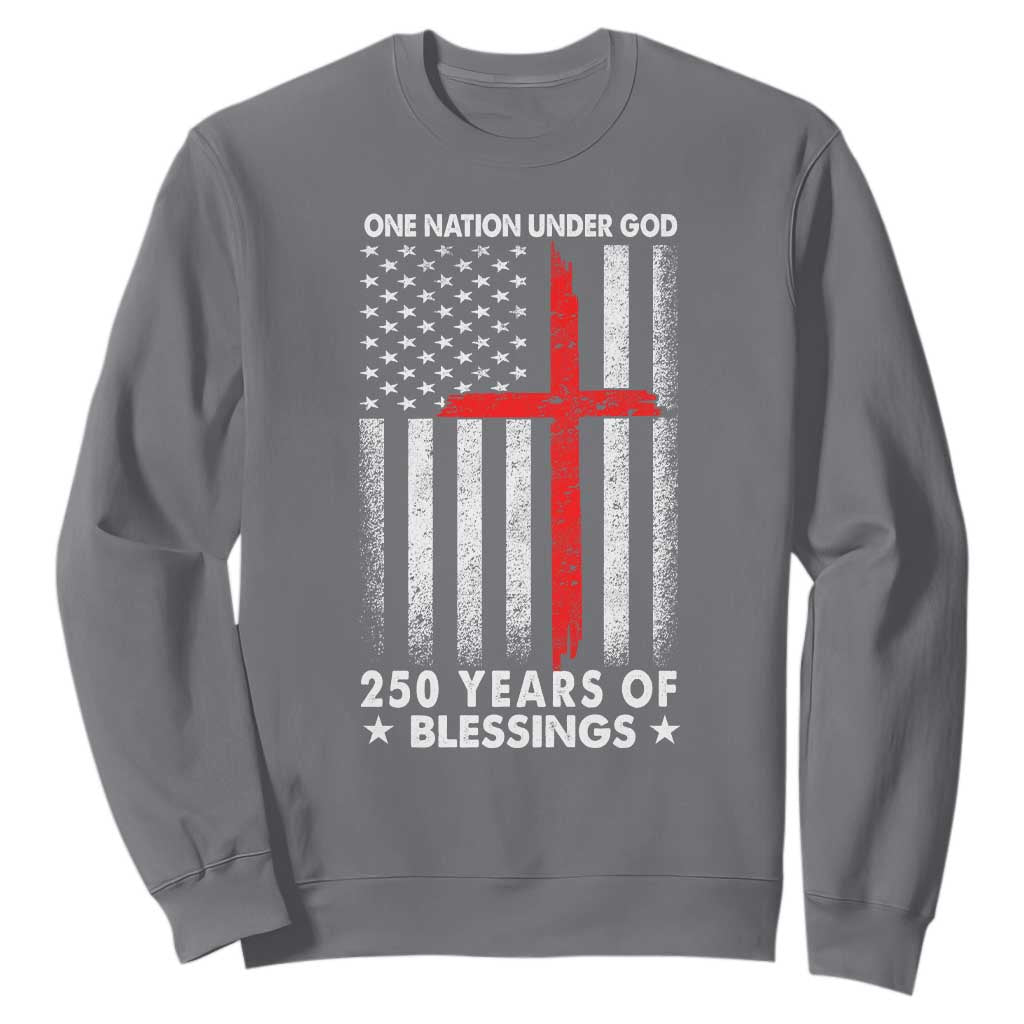 One Nation Under God Sweatshirt USA 250th Anniversary Patriotic Christian One Nation Under God TS10 Charcoal Print Your Wear