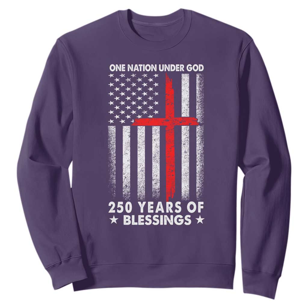 One Nation Under God Sweatshirt USA 250th Anniversary Patriotic Christian One Nation Under God TS10 Purple Print Your Wear