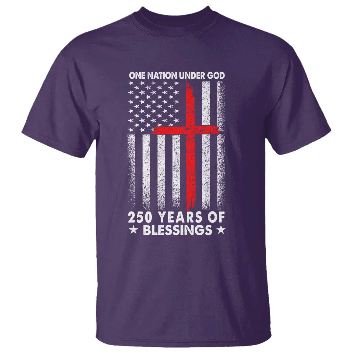 One Nation Under God T Shirt USA 250th Anniversary Patriotic Christian One Nation Under God TS10 Purple Print Your Wear
