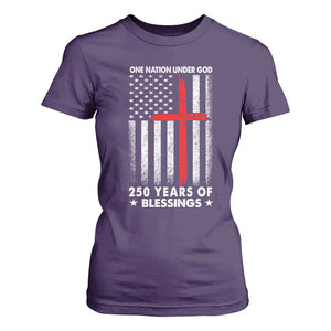 One Nation Under God T Shirt For Women USA 250th Anniversary Patriotic Christian One Nation Under God TS10 Purple Print Your Wear