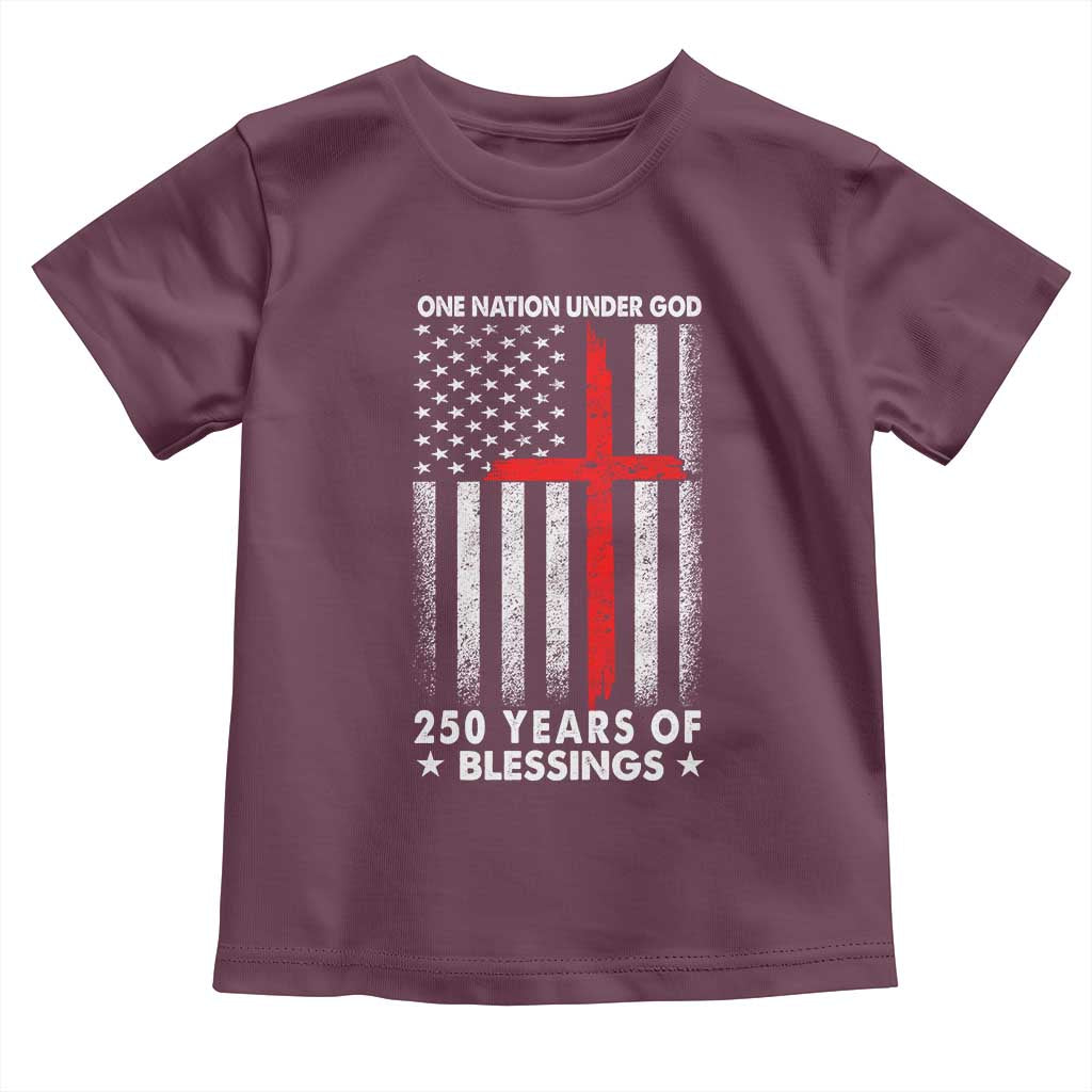 One Nation Under God Toddler T Shirt USA 250th Anniversary Patriotic Christian One Nation Under God TS10 Maroon Print Your Wear