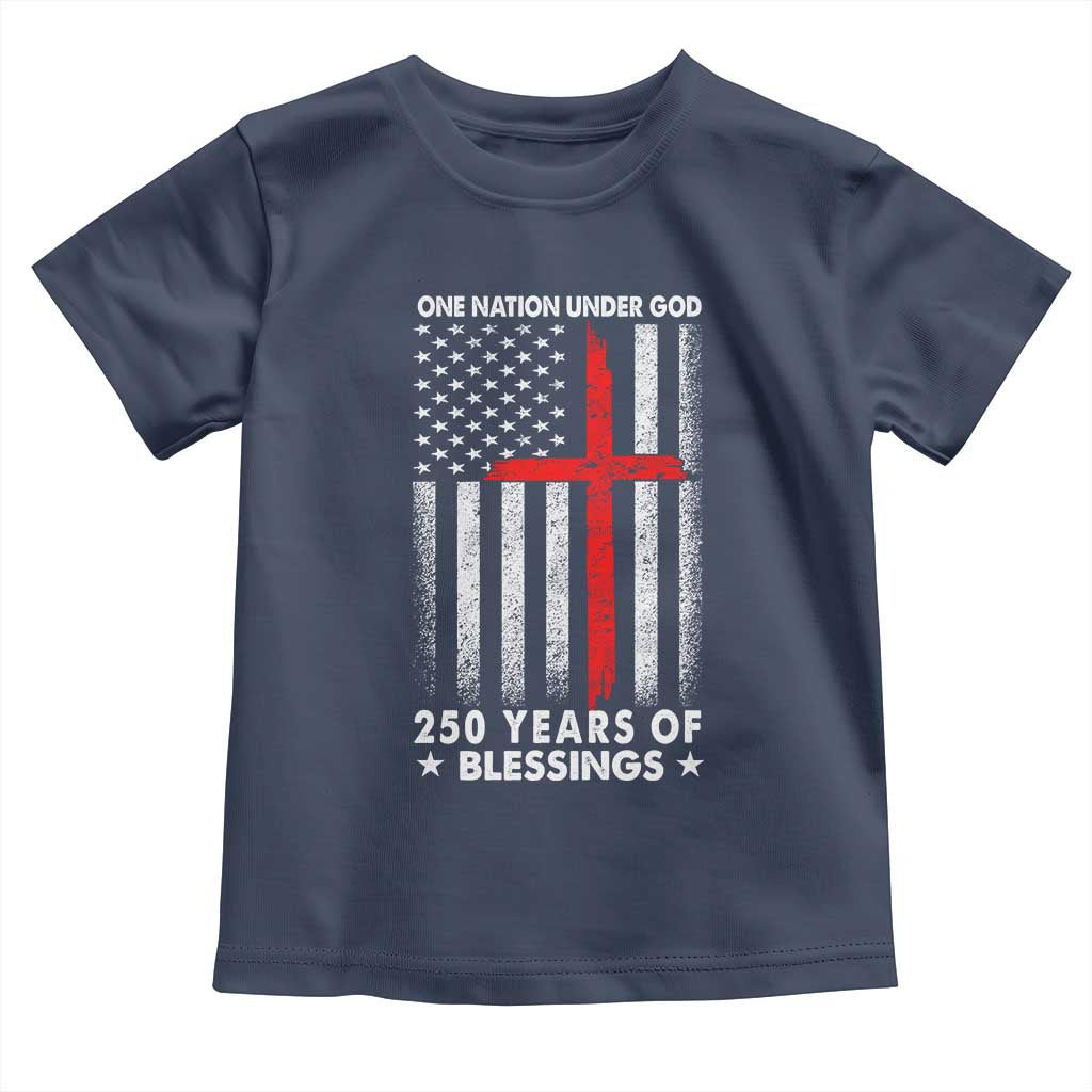 One Nation Under God Toddler T Shirt USA 250th Anniversary Patriotic Christian One Nation Under God TS10 Navy Print Your Wear
