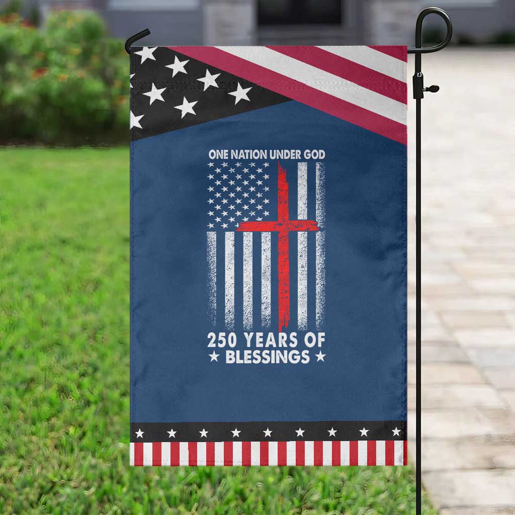 One Nation Under God Garden Flag USA 250th Anniversary Patriotic Christian One Nation Under God TS10 Classic Blue Black Print Your Wear