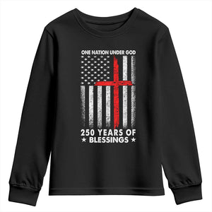One Nation Under God Youth Sweatshirt USA 250th Anniversary Patriotic Christian One Nation Under God TS10 Black Print Your Wear