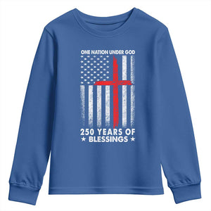 One Nation Under God Youth Sweatshirt USA 250th Anniversary Patriotic Christian One Nation Under God TS10 Royal Blue Print Your Wear