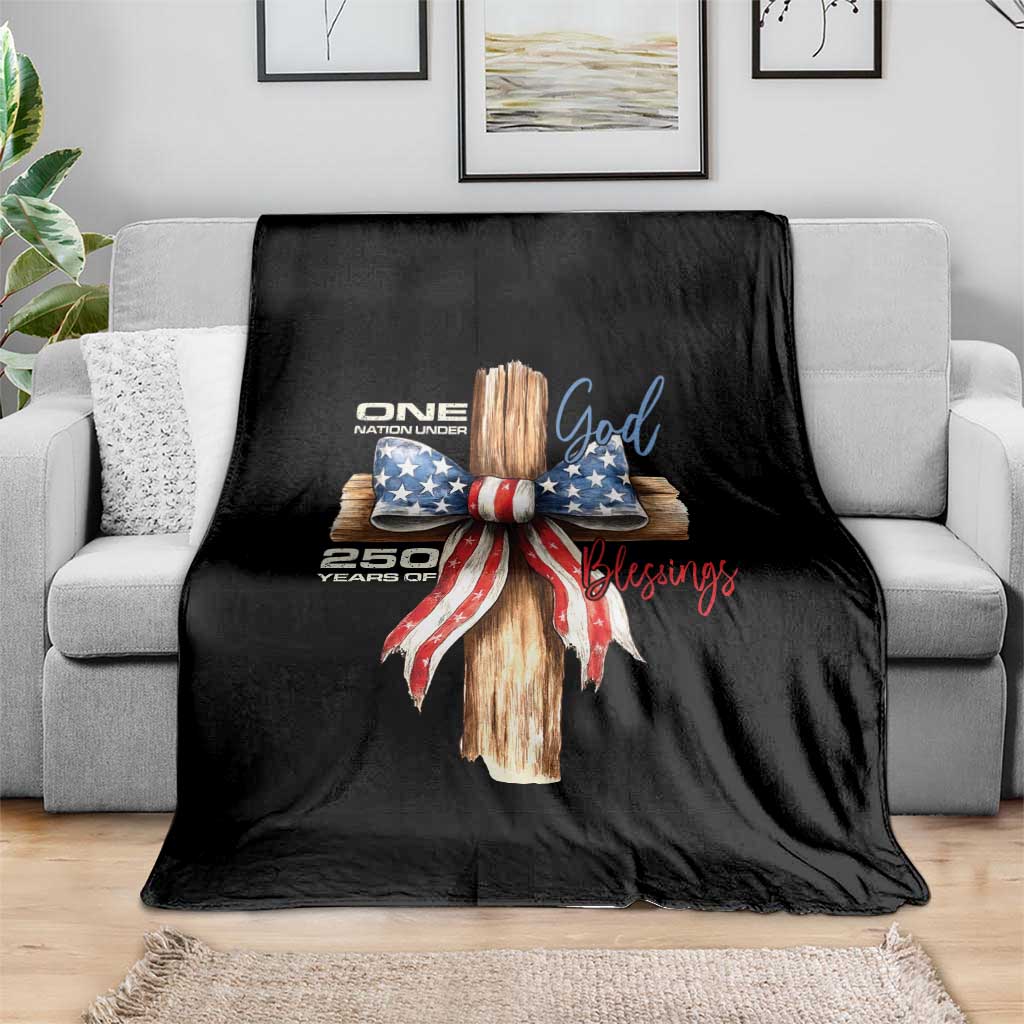 250 Years America Throw Blanket Coquette Bow Cross American 4th Of July 250th Anniversary TS10 Print Your Wear