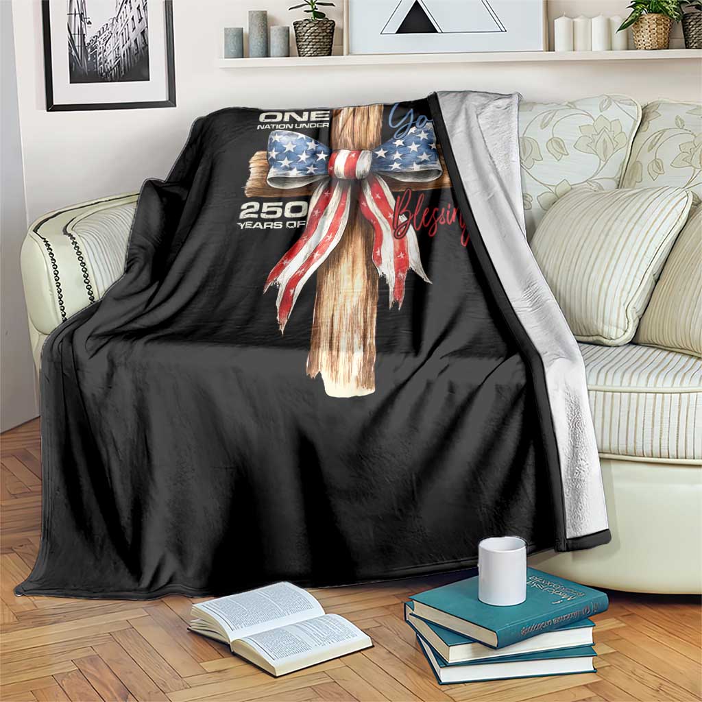 250 Years America Throw Blanket Coquette Bow Cross American 4th Of July 250th Anniversary TS10 Print Your Wear