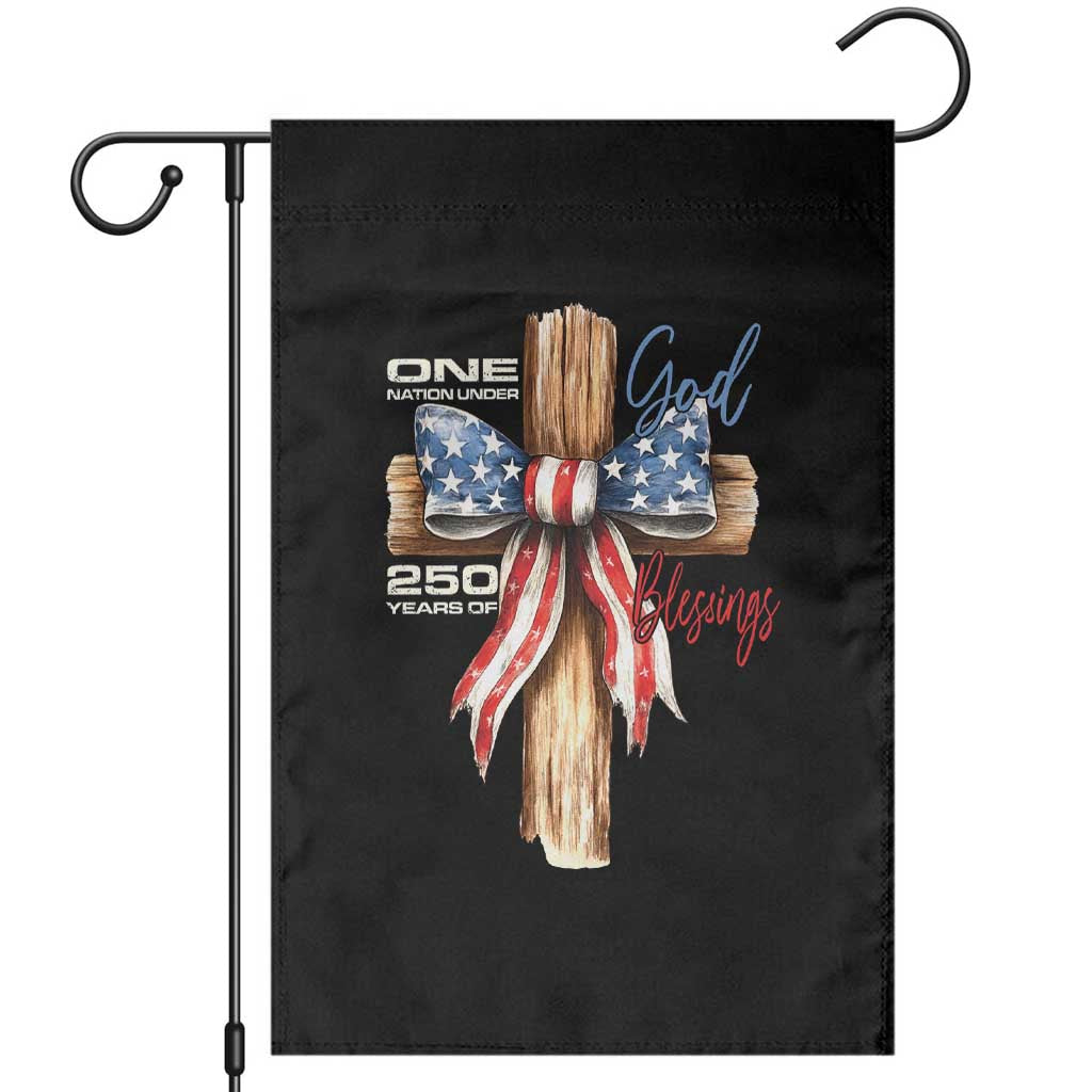 250 Years America Garden Flag Coquette Bow Cross American 4th Of July 250th Anniversary TS10 Black Print Your Wear