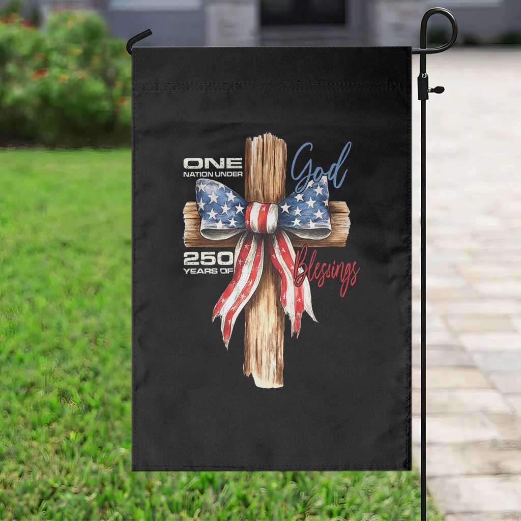 250 Years America Garden Flag Coquette Bow Cross American 4th Of July 250th Anniversary TS10 Print Your Wear