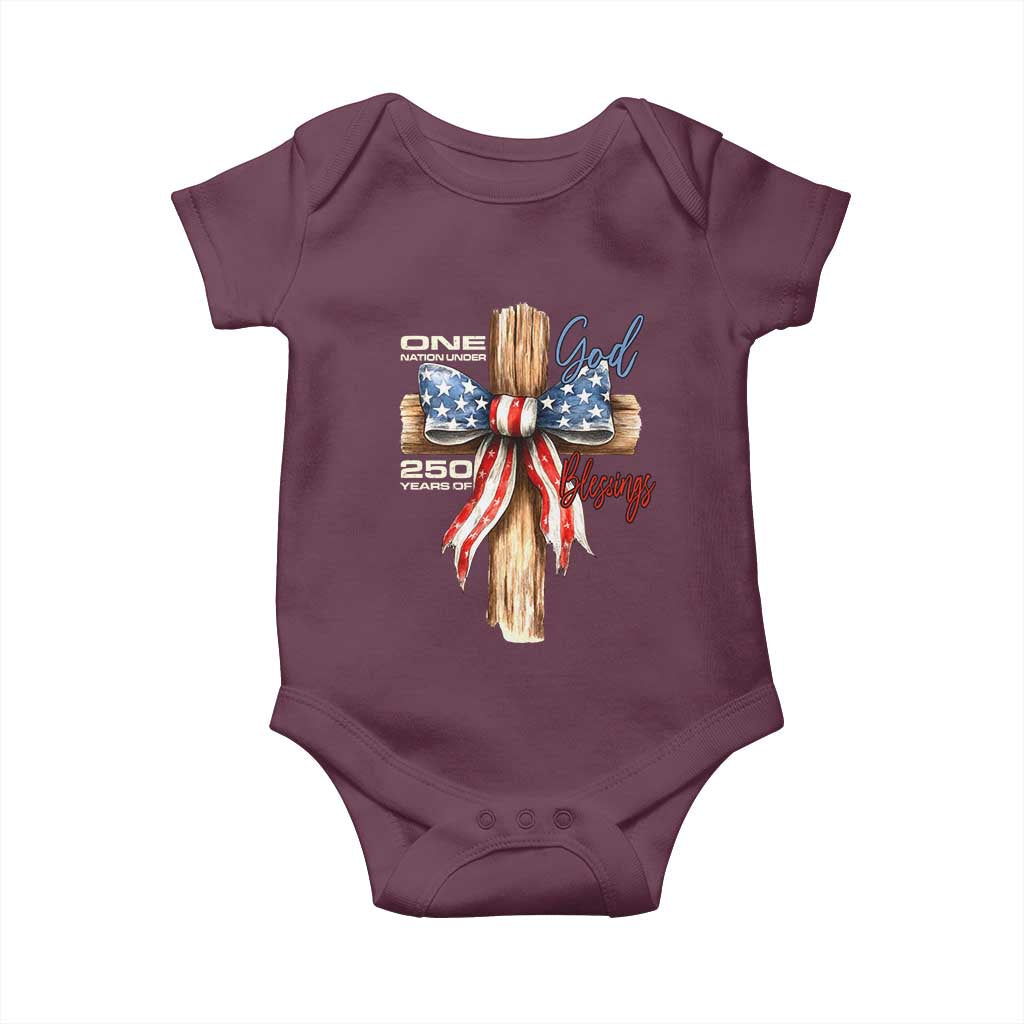 250 Years America Baby Onesie Coquette Bow Cross American 4th Of July 250th Anniversary TS10 Maroon Print Your Wear