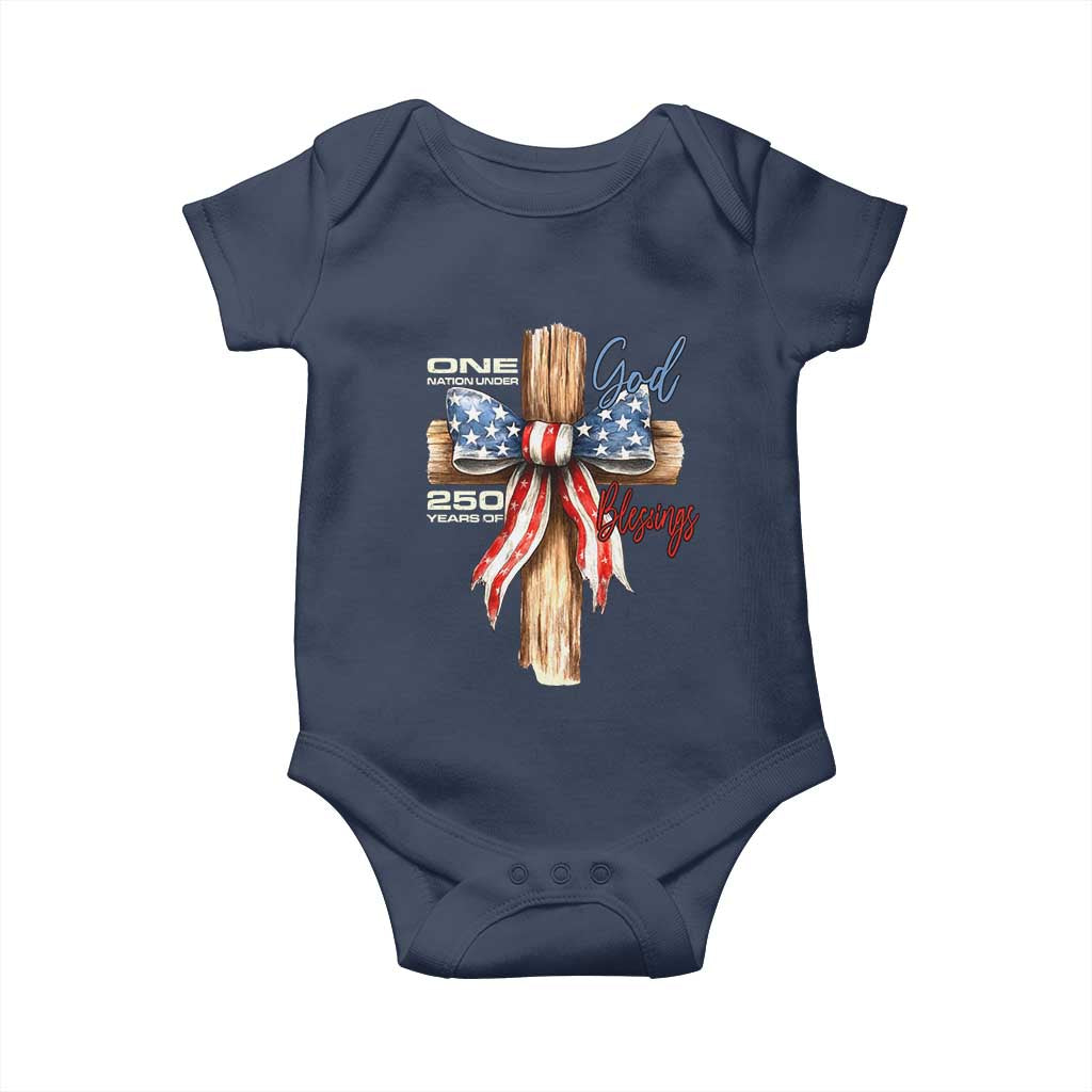 250 Years America Baby Onesie Coquette Bow Cross American 4th Of July 250th Anniversary TS10 Navy Print Your Wear