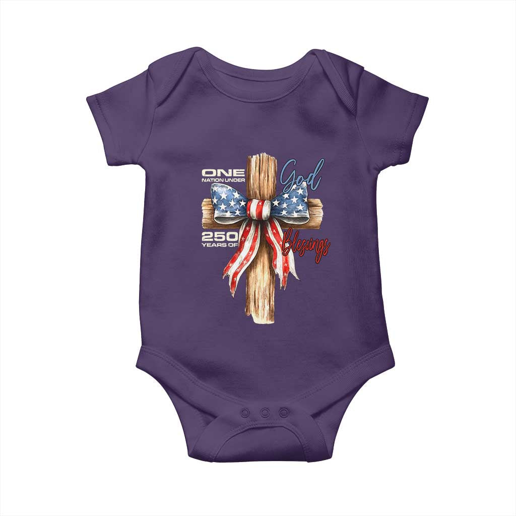 250 Years America Baby Onesie Coquette Bow Cross American 4th Of July 250th Anniversary TS10 Purple Print Your Wear