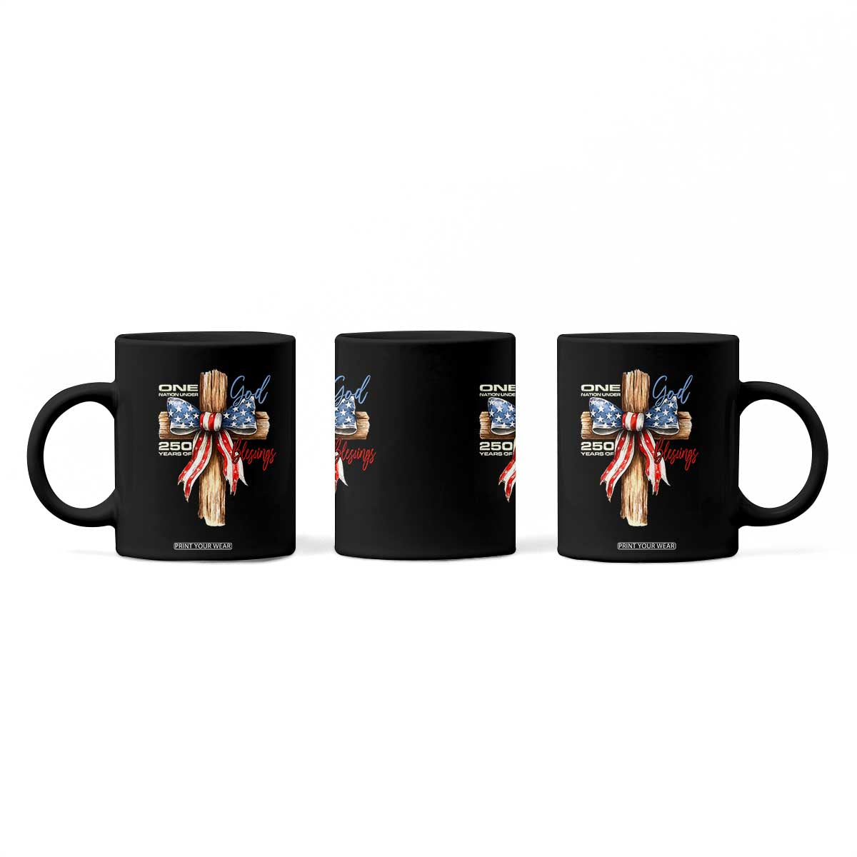 250 Years America Coffee Mug Coquette Bow Cross American 4th Of July 250th Anniversary TS10 Print Your Wear
