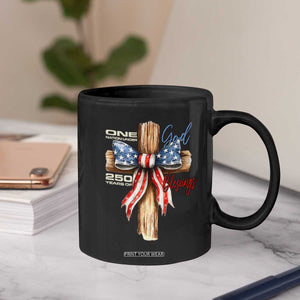 250 Years America Coffee Mug Coquette Bow Cross American 4th Of July 250th Anniversary TS10 Print Your Wear