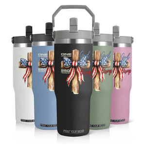 250 Years America Flip Straw Tumbler Coquette Bow Cross American 4th Of July 250th Anniversary TS10 Print Your Wear