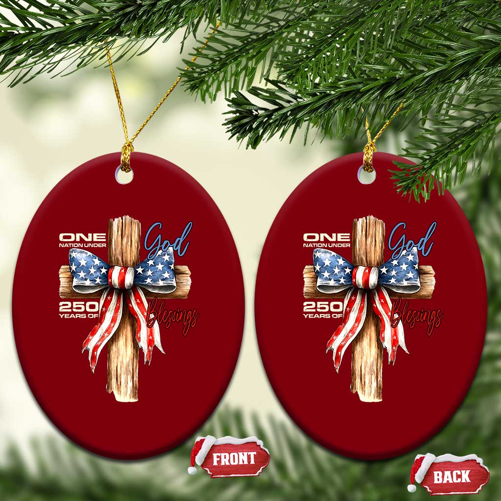 250 Years America Ceramic Ornament Coquette Bow Cross American 4th Of July 250th Anniversary TS10 Print Your Wear