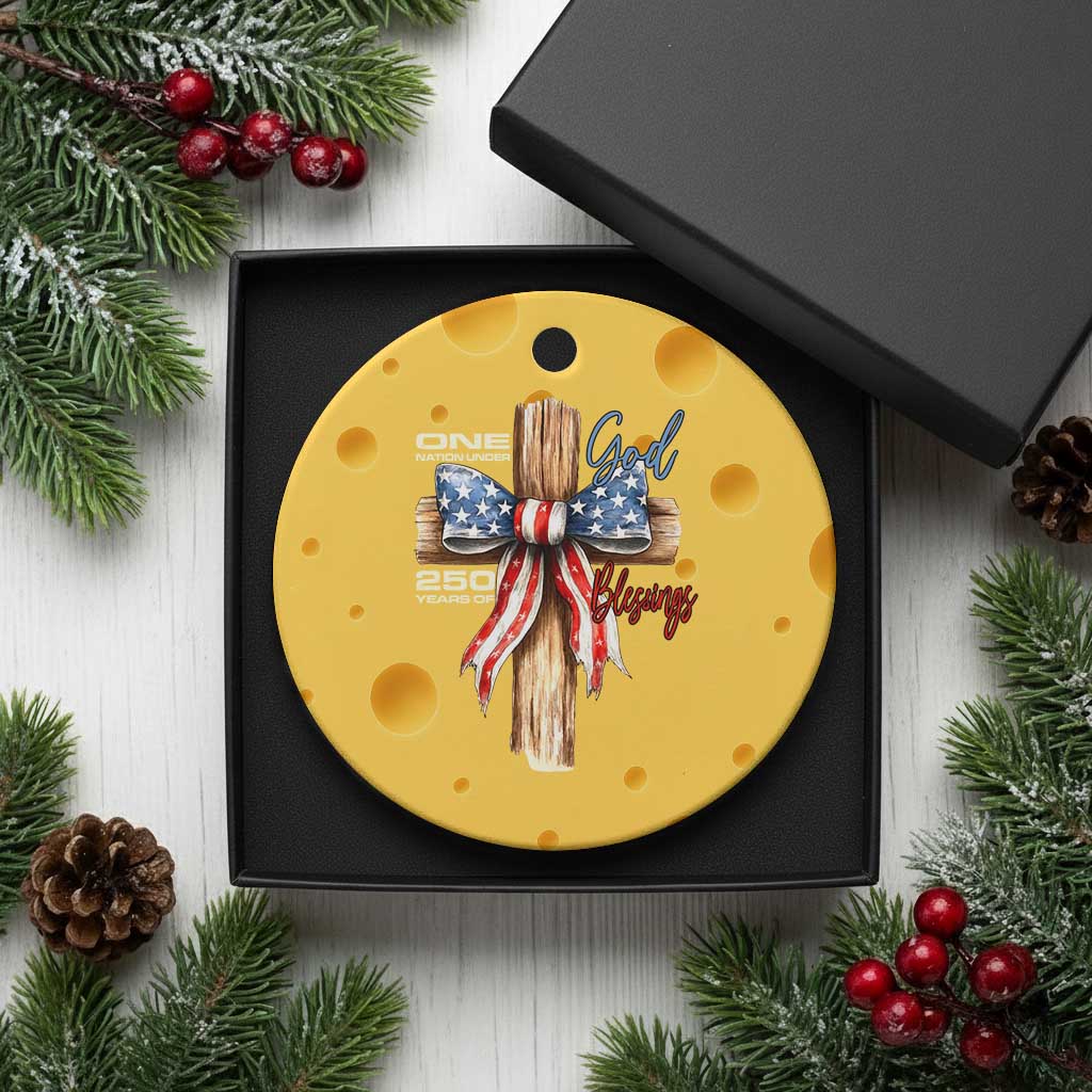 250 Years America Ceramic Ornament Coquette Bow Cross American 4th Of July 250th Anniversary TS10 1pc Yellow Cheese Print Your Wear