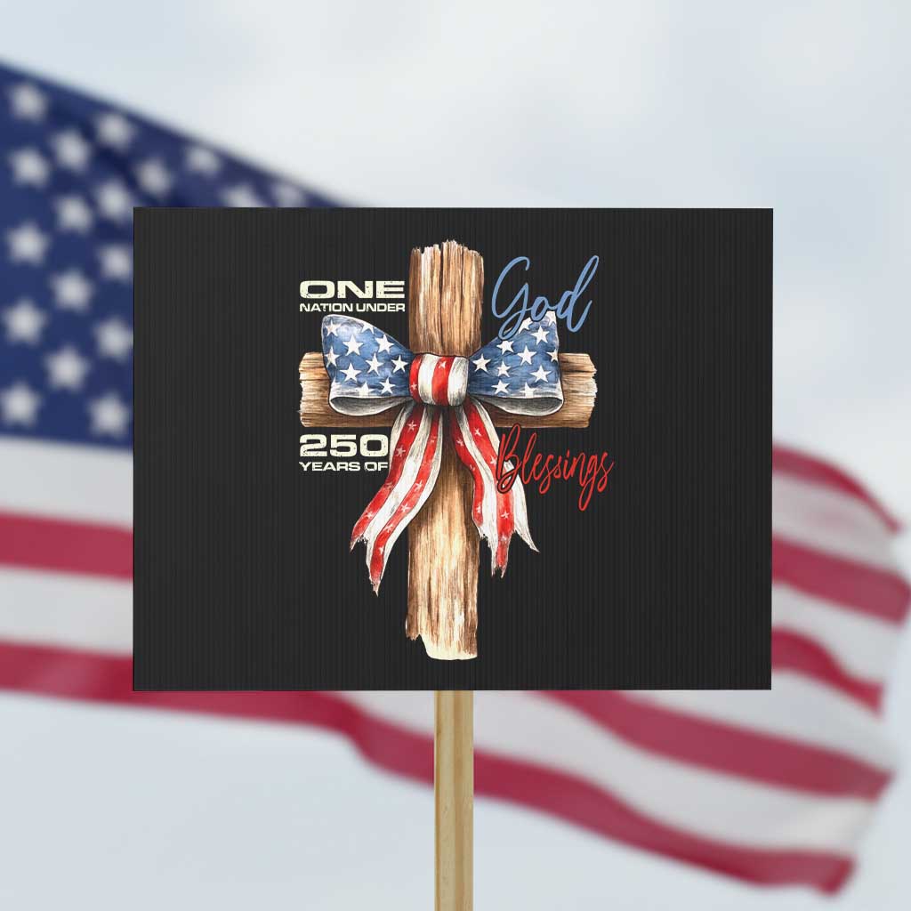 250 Years America Protest Sign Coquette Bow Cross American 4th Of July 250th Anniversary TS10 Horizontal 18" × 24" Black Print Your Wear