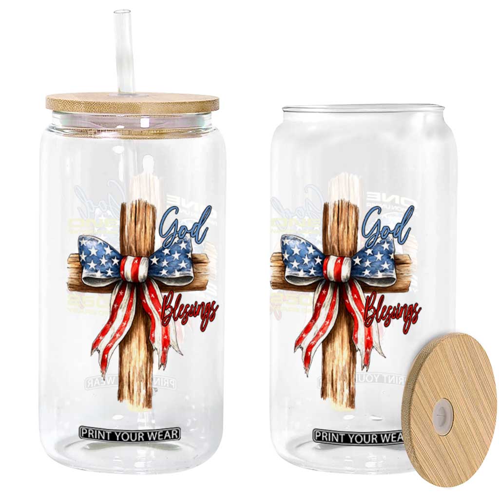 250 Years America Glass Can Coquette Bow Cross American 4th Of July 250th Anniversary TS10 Print Your Wear