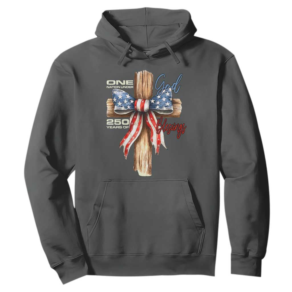 250 Years America Hoodie Coquette Bow Cross American 4th Of July 250th Anniversary TS10 Dark Heather Print Your Wear