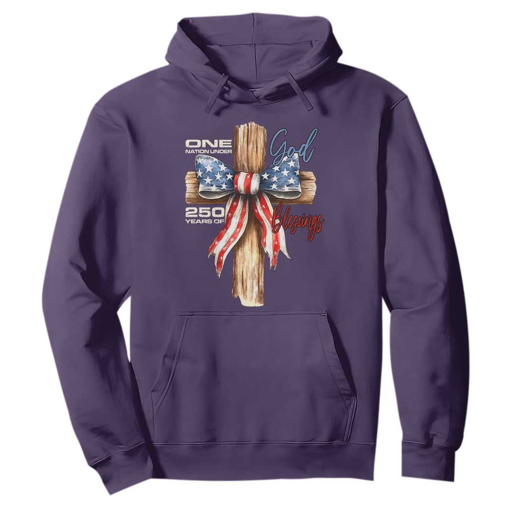 250 Years America Hoodie Coquette Bow Cross American 4th Of July 250th Anniversary TS10 Purple Print Your Wear