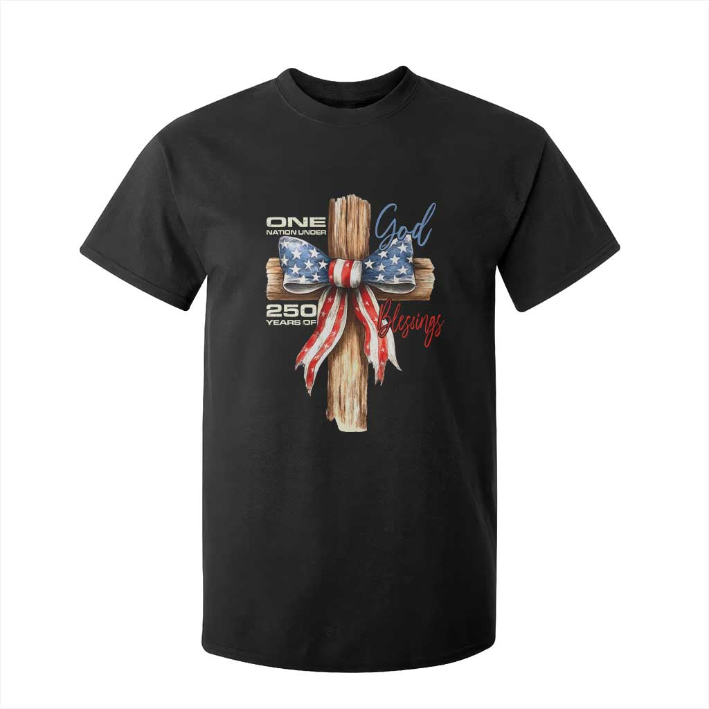 250 Years America T Shirt For Kid Coquette Bow Cross American 4th Of July 250th Anniversary TS10 Black Print Your Wear