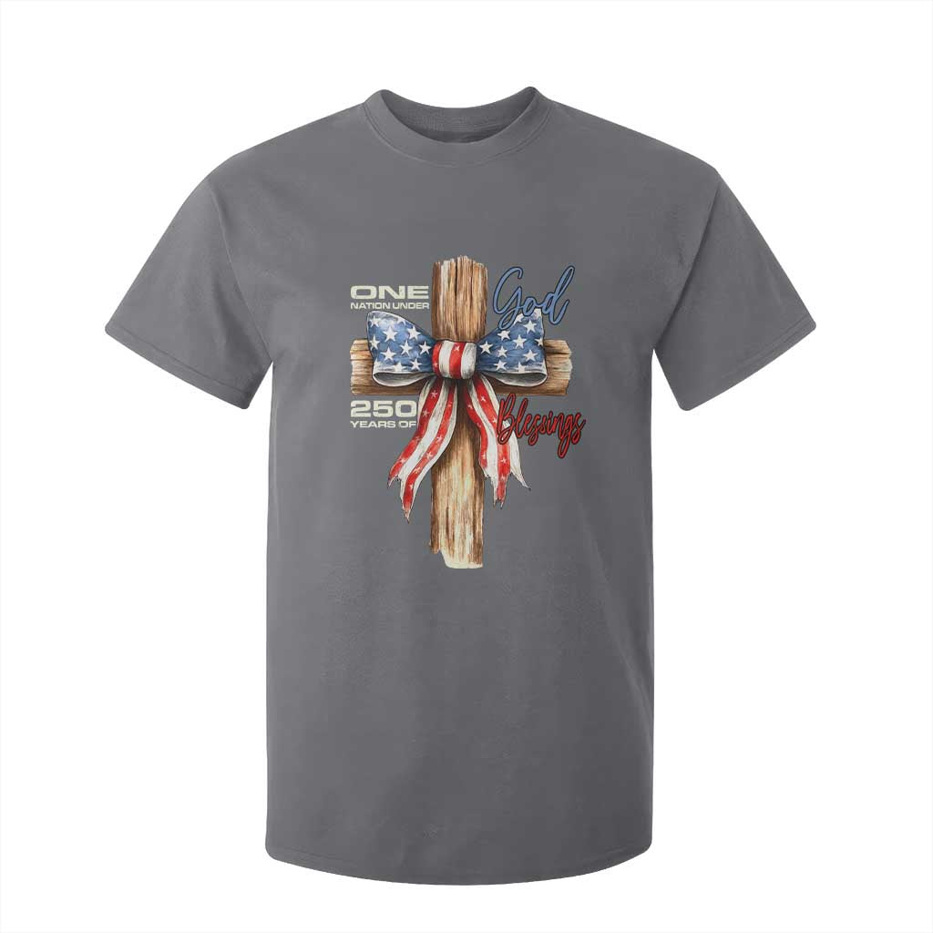 250 Years America T Shirt For Kid Coquette Bow Cross American 4th Of July 250th Anniversary TS10 Charcoal Print Your Wear