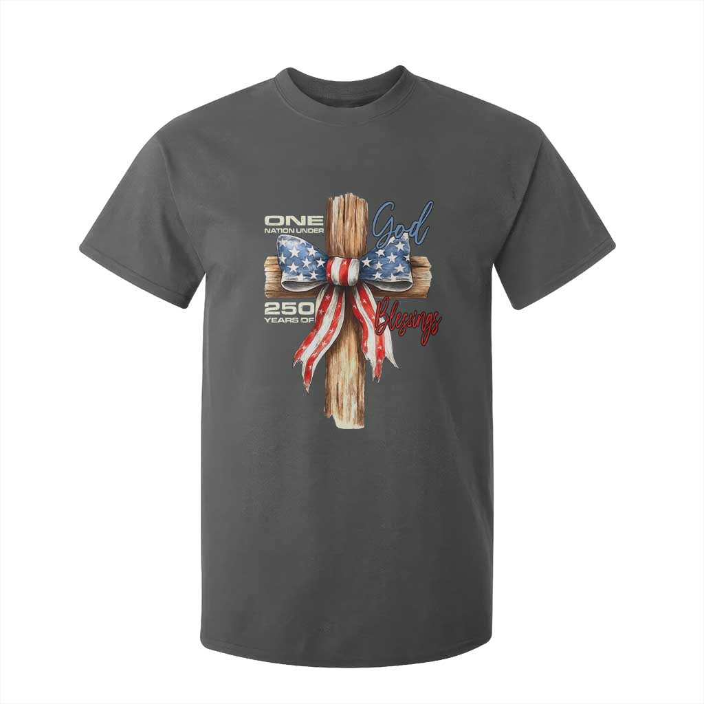 250 Years America T Shirt For Kid Coquette Bow Cross American 4th Of July 250th Anniversary TS10 Dark Heather Print Your Wear