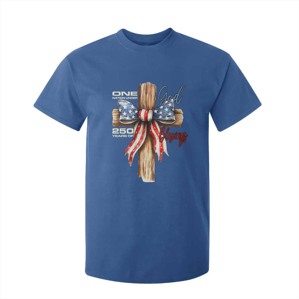 250 Years America T Shirt For Kid Coquette Bow Cross American 4th Of July 250th Anniversary TS10 Royal Blue Print Your Wear