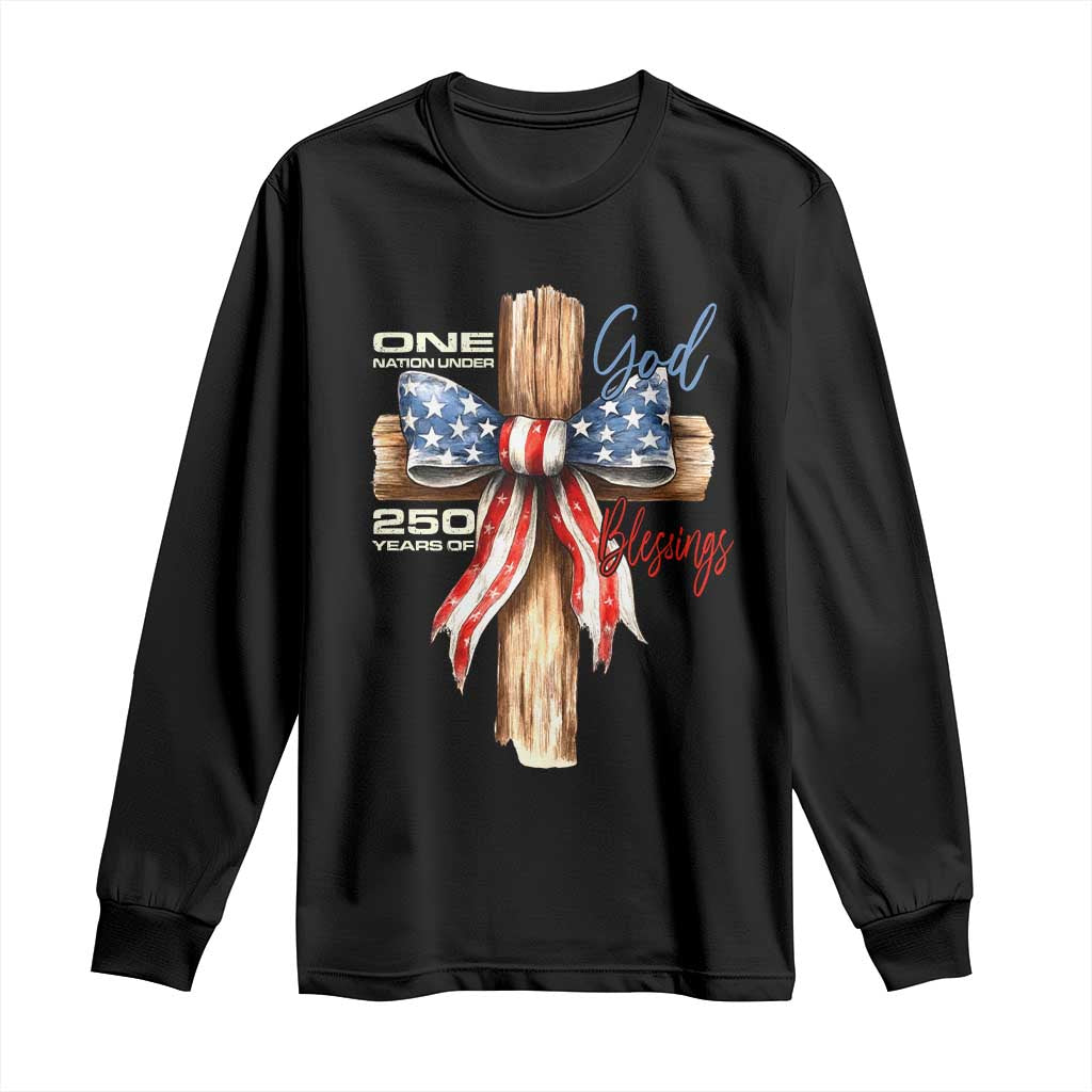 250 Years America Long Sleeve Shirt Coquette Bow Cross American 4th Of July 250th Anniversary TS10 Black Print Your Wear