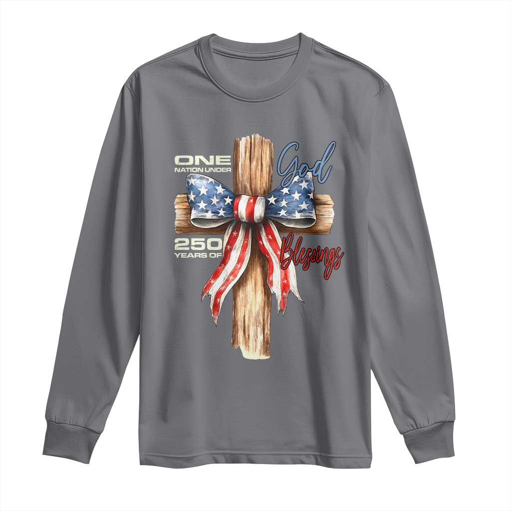 250 Years America Long Sleeve Shirt Coquette Bow Cross American 4th Of July 250th Anniversary TS10 Charcoal Print Your Wear