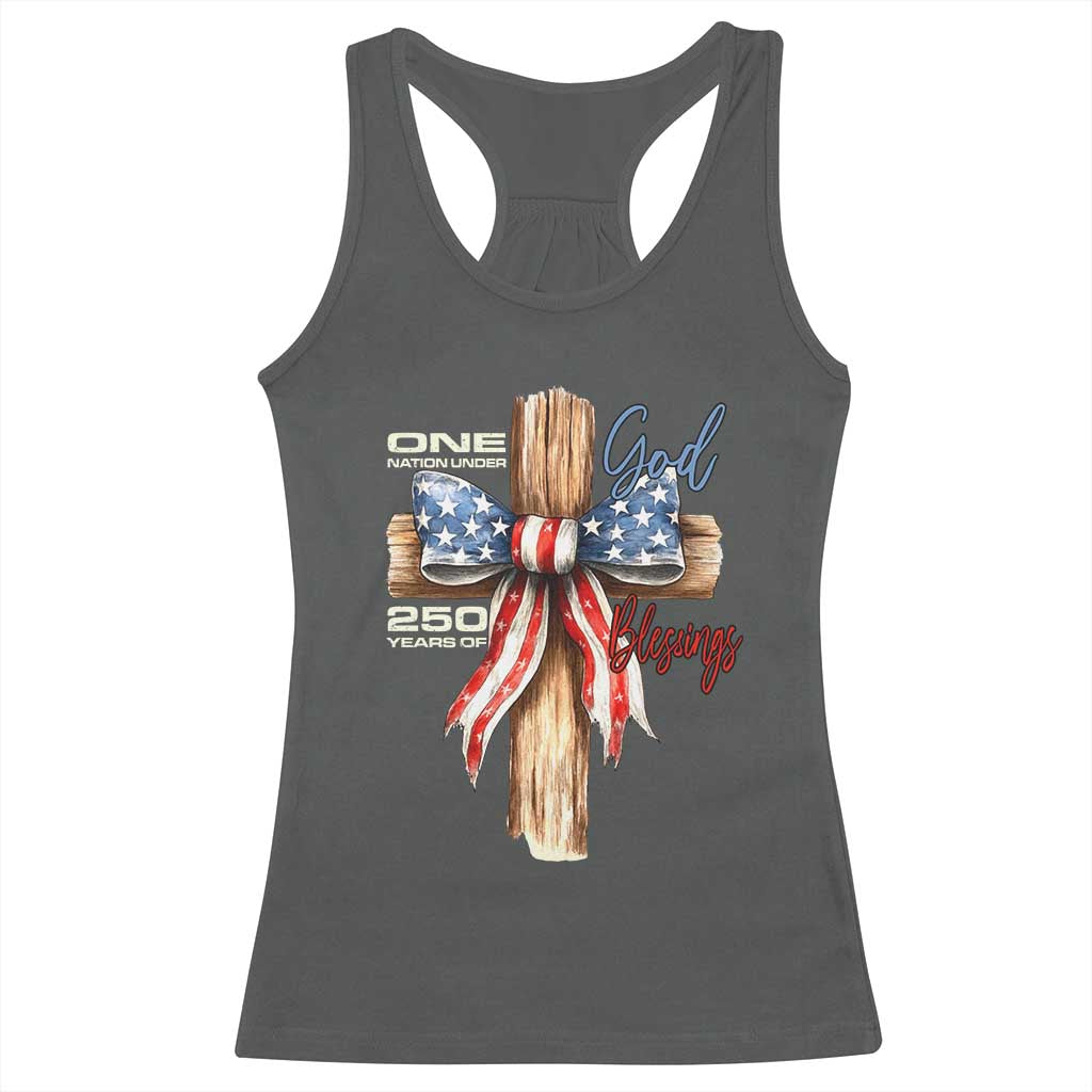 250 Years America Racerback Tank Top Coquette Bow Cross American 4th Of July 250th Anniversary TS10 Dark Heather Print Your Wear