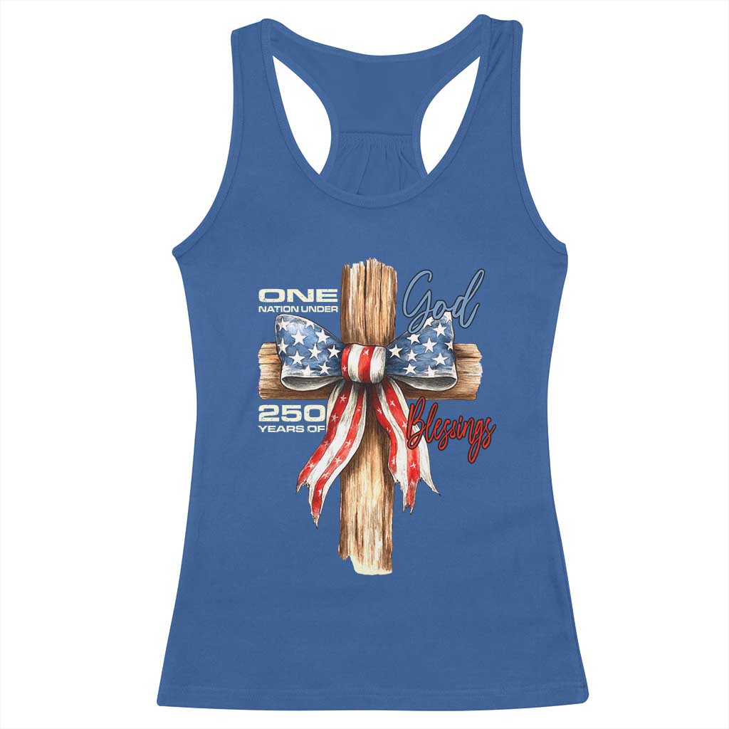 250 Years America Racerback Tank Top Coquette Bow Cross American 4th Of July 250th Anniversary TS10 Royal Blue Print Your Wear