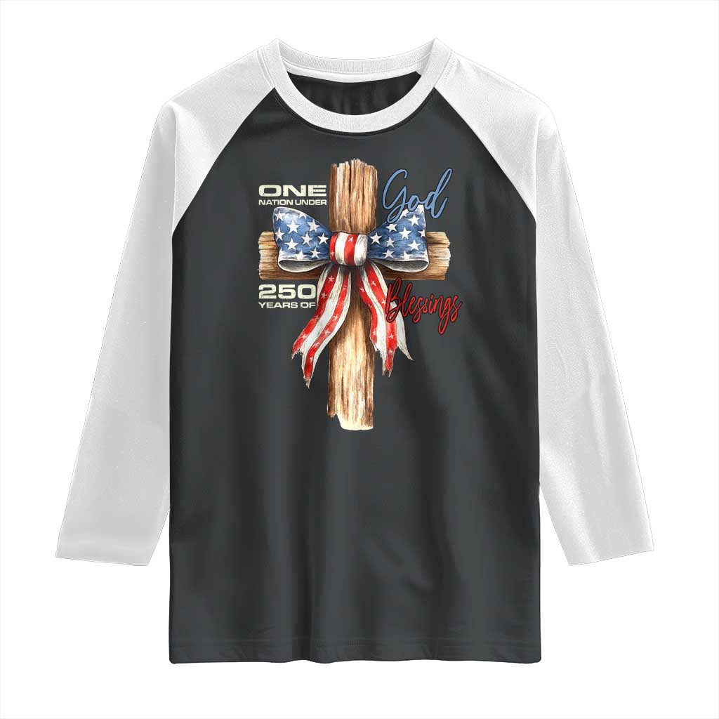 250 Years America Raglan Shirt Coquette Bow Cross American 4th Of July 250th Anniversary TS10 Black White Print Your Wear