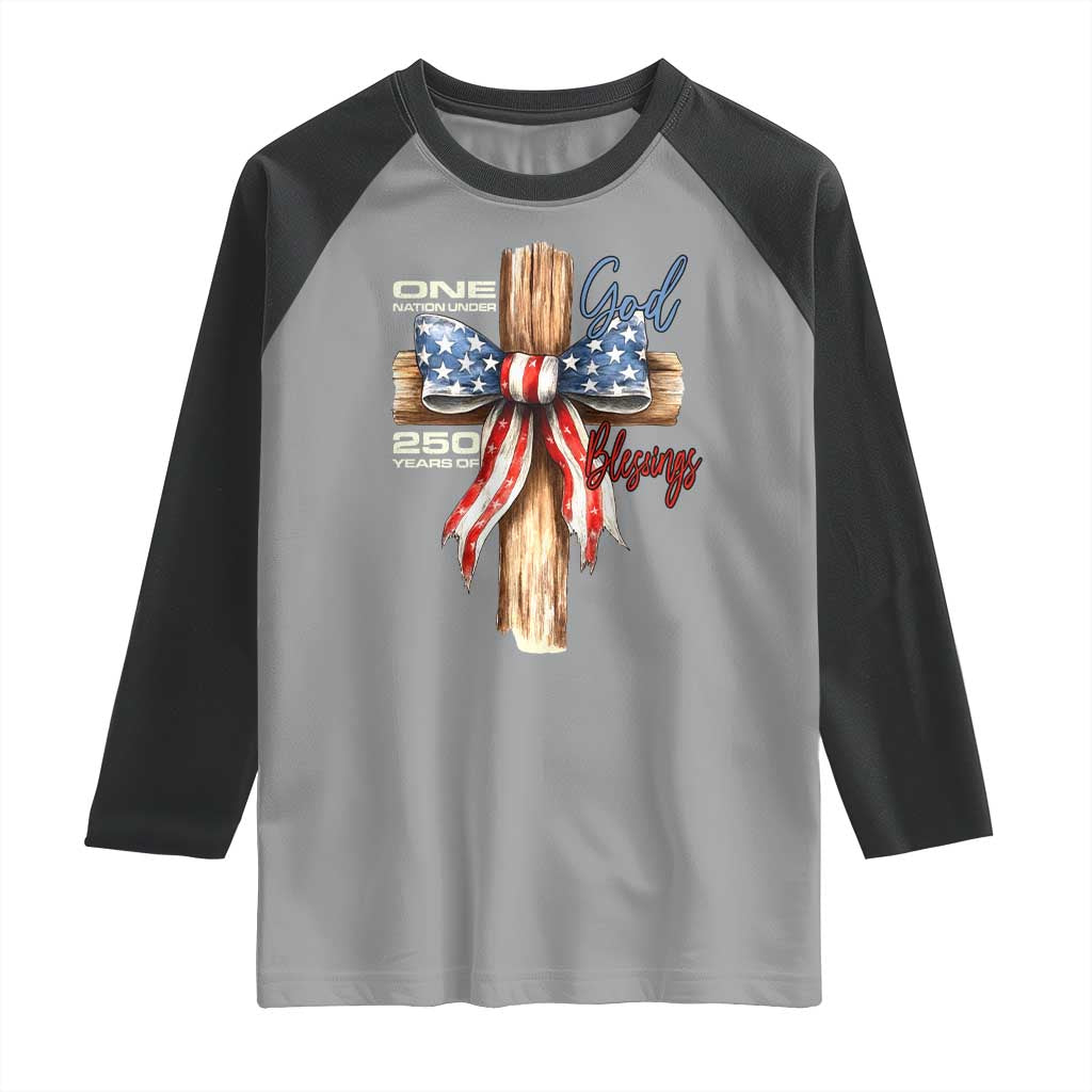 250 Years America Raglan Shirt Coquette Bow Cross American 4th Of July 250th Anniversary TS10 Sport Gray Black Print Your Wear
