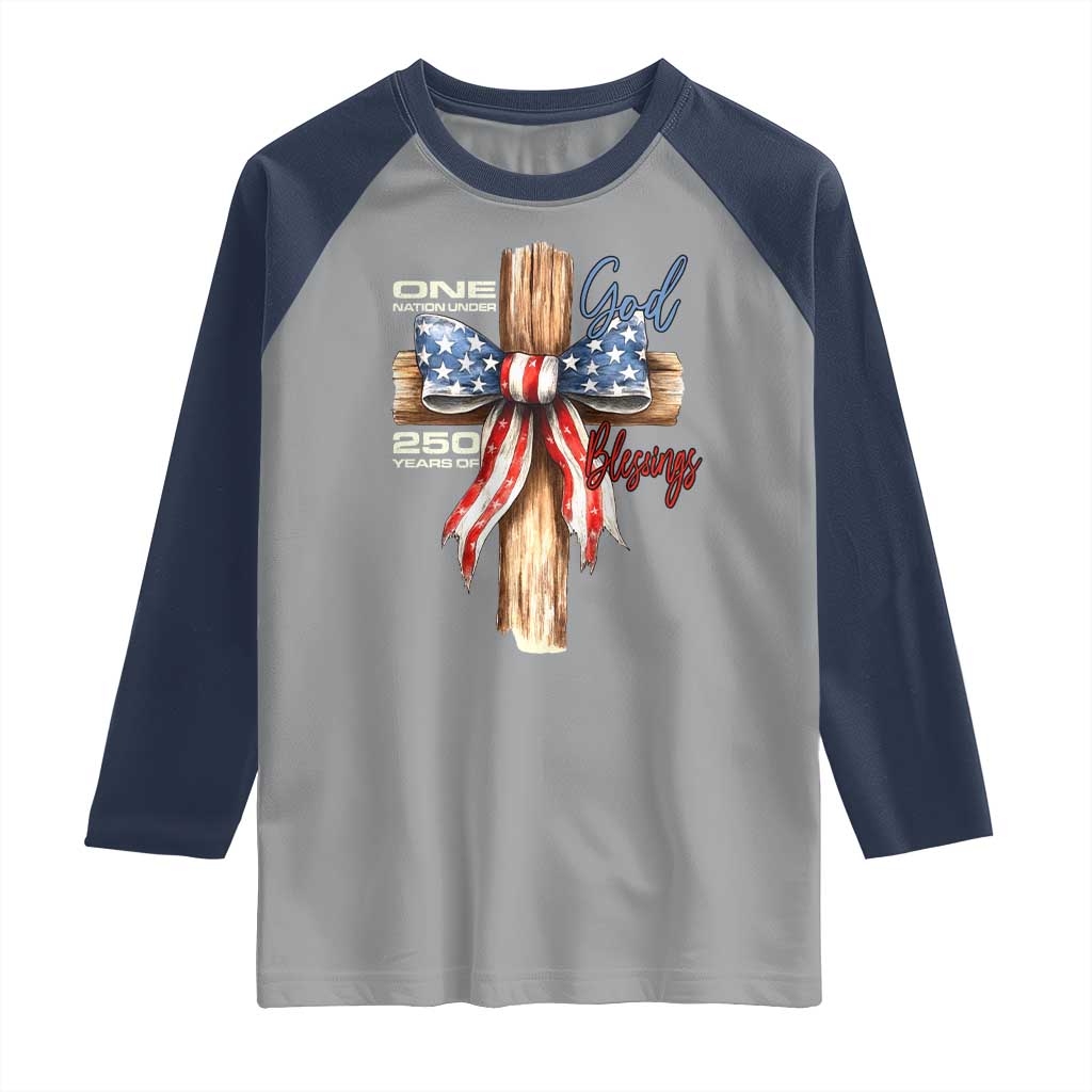 250 Years America Raglan Shirt Coquette Bow Cross American 4th Of July 250th Anniversary TS10 Sport Gray Navy Print Your Wear
