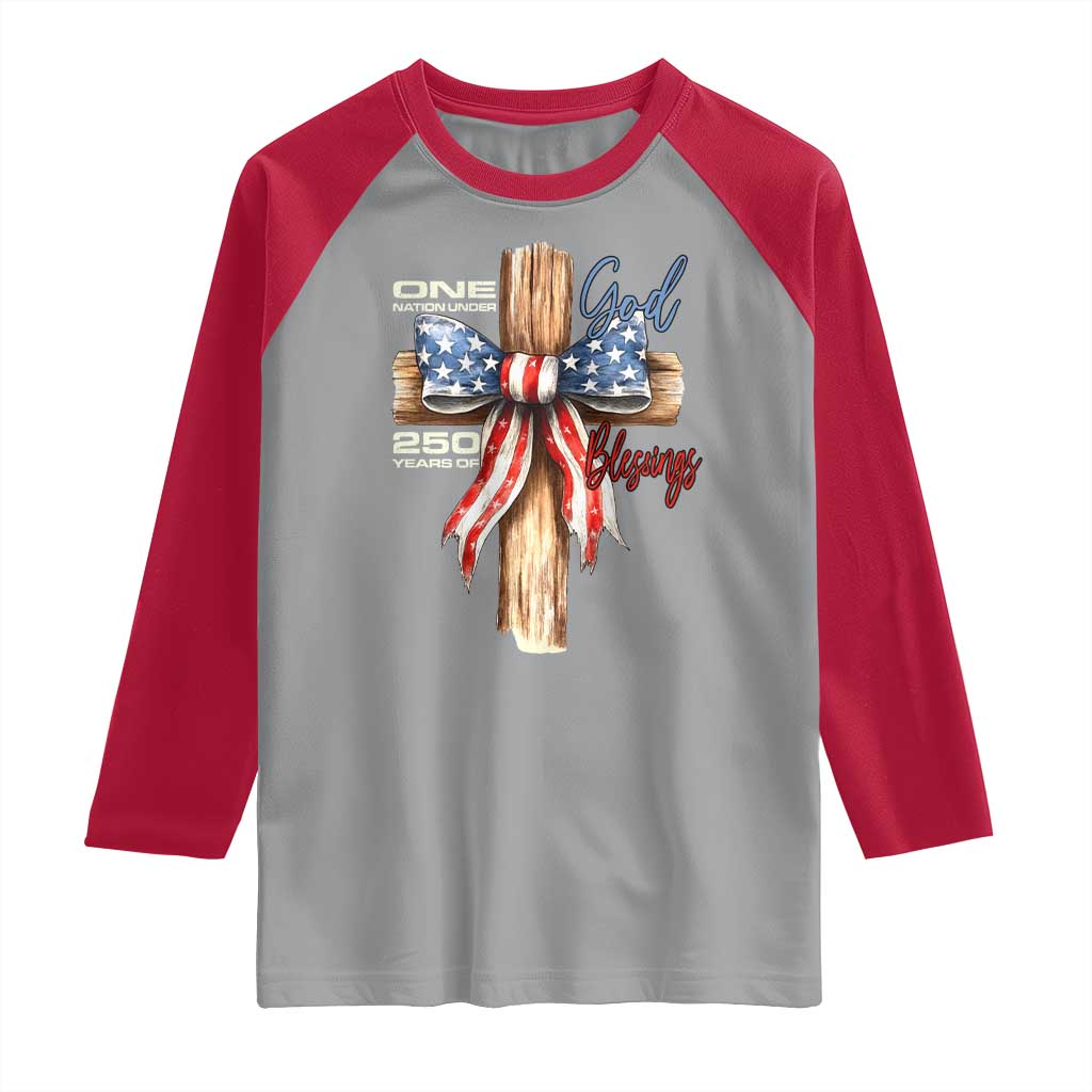 250 Years America Raglan Shirt Coquette Bow Cross American 4th Of July 250th Anniversary TS10 Sport Gray Red Print Your Wear