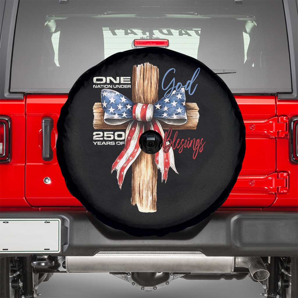 250 Years America Spare Tire Cover Coquette Bow Cross American 4th Of July 250th Anniversary TS10 Black Print Your Wear