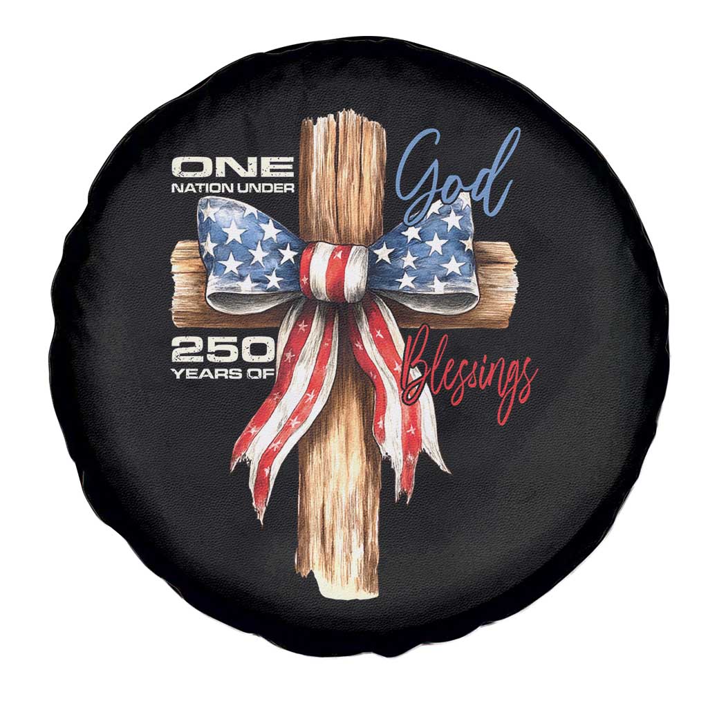 250 Years America Spare Tire Cover Coquette Bow Cross American 4th Of July 250th Anniversary TS10 Print Your Wear
