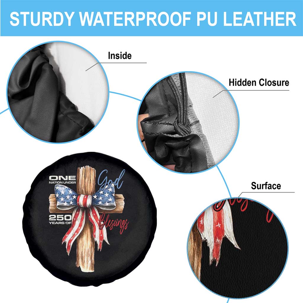 250 Years America Spare Tire Cover Coquette Bow Cross American 4th Of July 250th Anniversary TS10 Print Your Wear