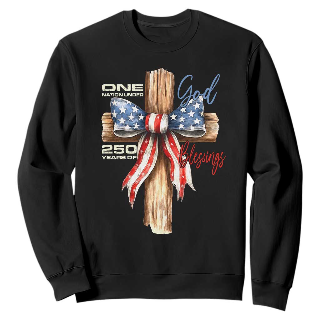 250 Years America Sweatshirt Coquette Bow Cross American 4th Of July 250th Anniversary TS10 Black Print Your Wear