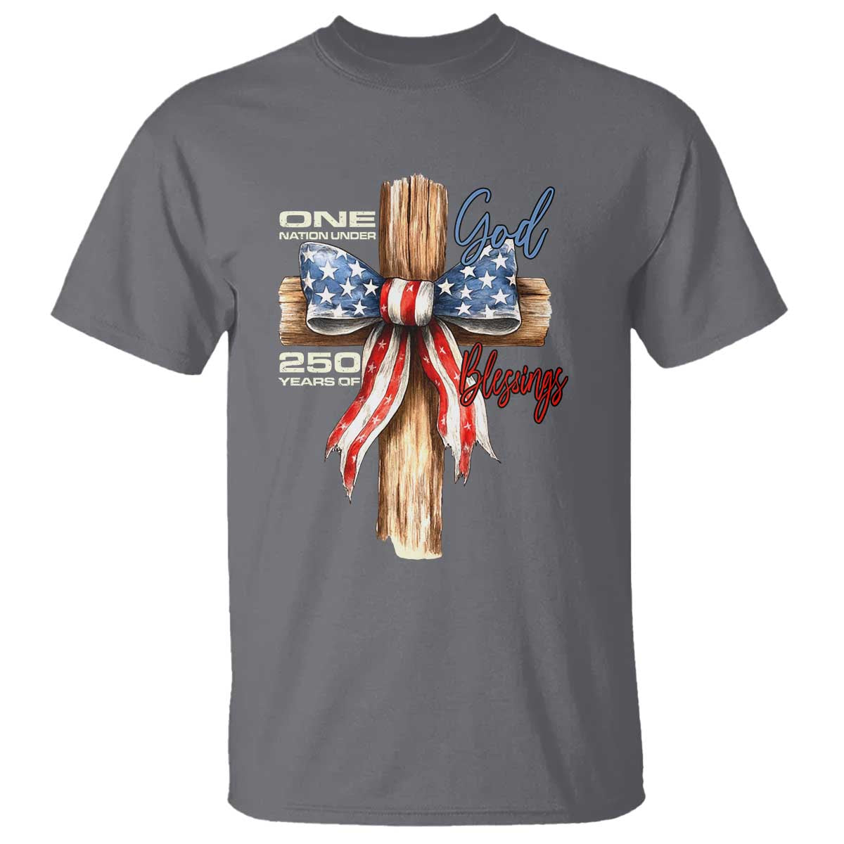 250 Years America T Shirt Coquette Bow Cross American 4th Of July 250th Anniversary TS10 Charcoal Print Your Wear