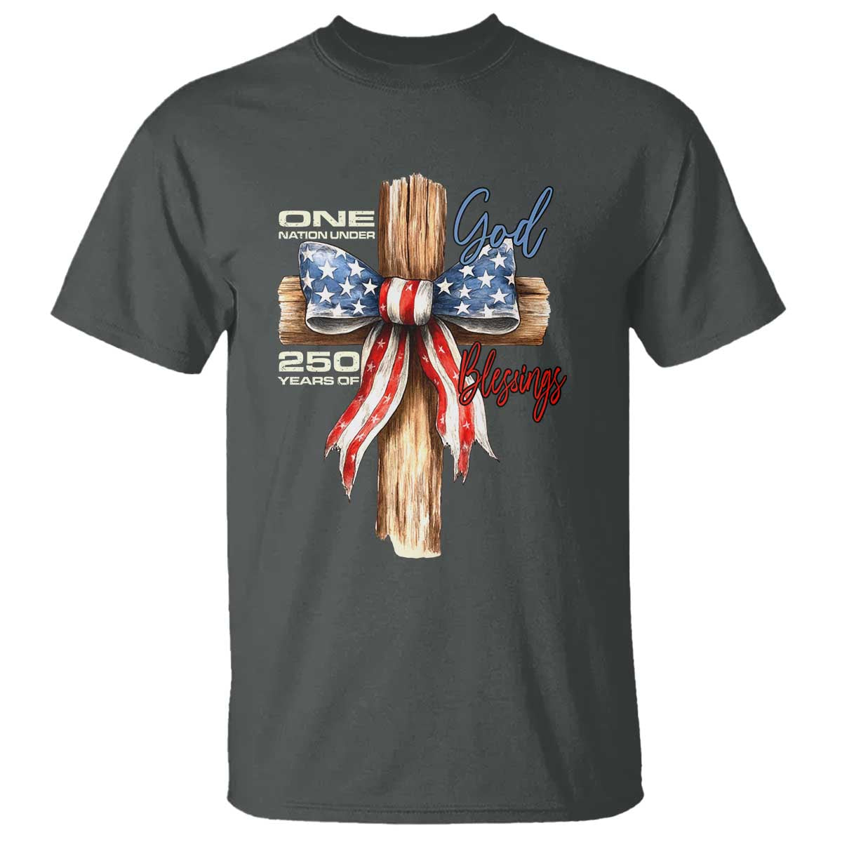 250 Years America T Shirt Coquette Bow Cross American 4th Of July 250th Anniversary TS10 Dark Heather Print Your Wear