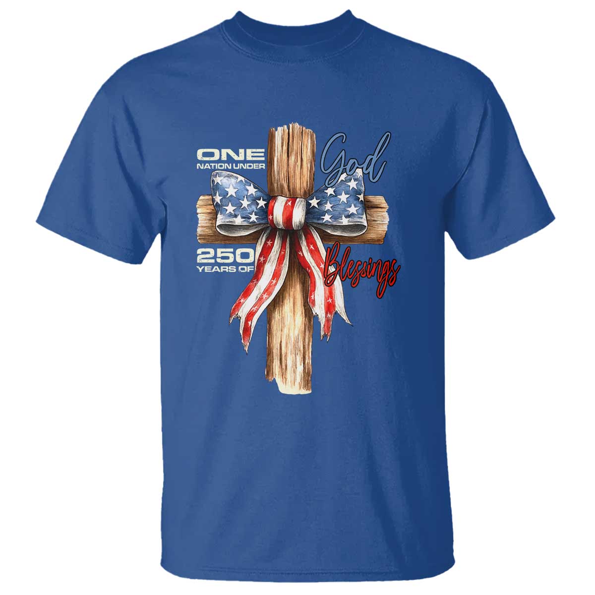 250 Years America T Shirt Coquette Bow Cross American 4th Of July 250th Anniversary TS10 Royal Blue Print Your Wear