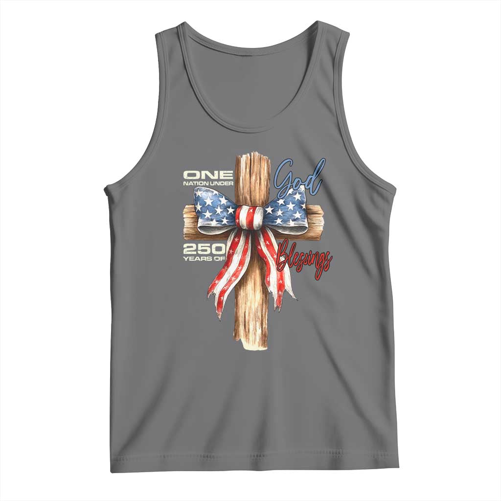 250 Years America Tank Top Coquette Bow Cross American 4th Of July 250th Anniversary TS10 Black Heather Print Your Wear