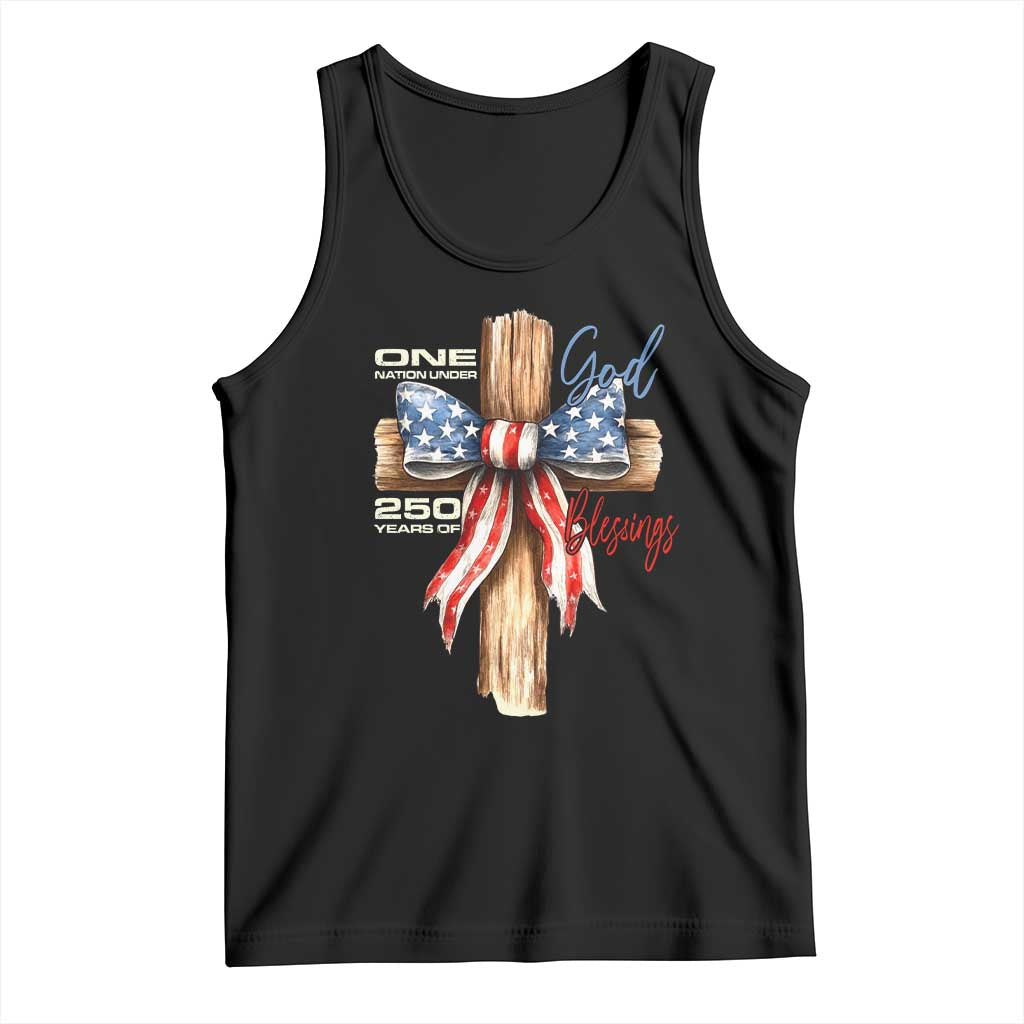 250 Years America Tank Top Coquette Bow Cross American 4th Of July 250th Anniversary TS10 Black Print Your Wear