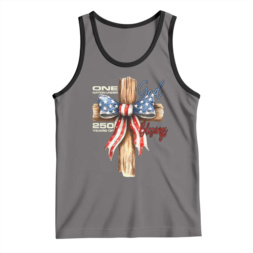 250 Years America Tank Top Coquette Bow Cross American 4th Of July 250th Anniversary TS10 Deep Heather Black Print Your Wear